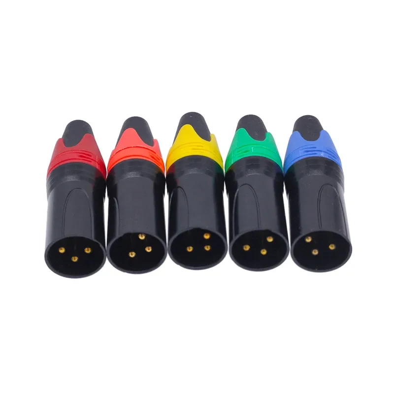 Conector xlr de 5 uds., enchufe de audio negro, enchufe de micrófono, conector de altavoz de 3 pines, conectores de micrófono de color macho y hembra - imagen 4