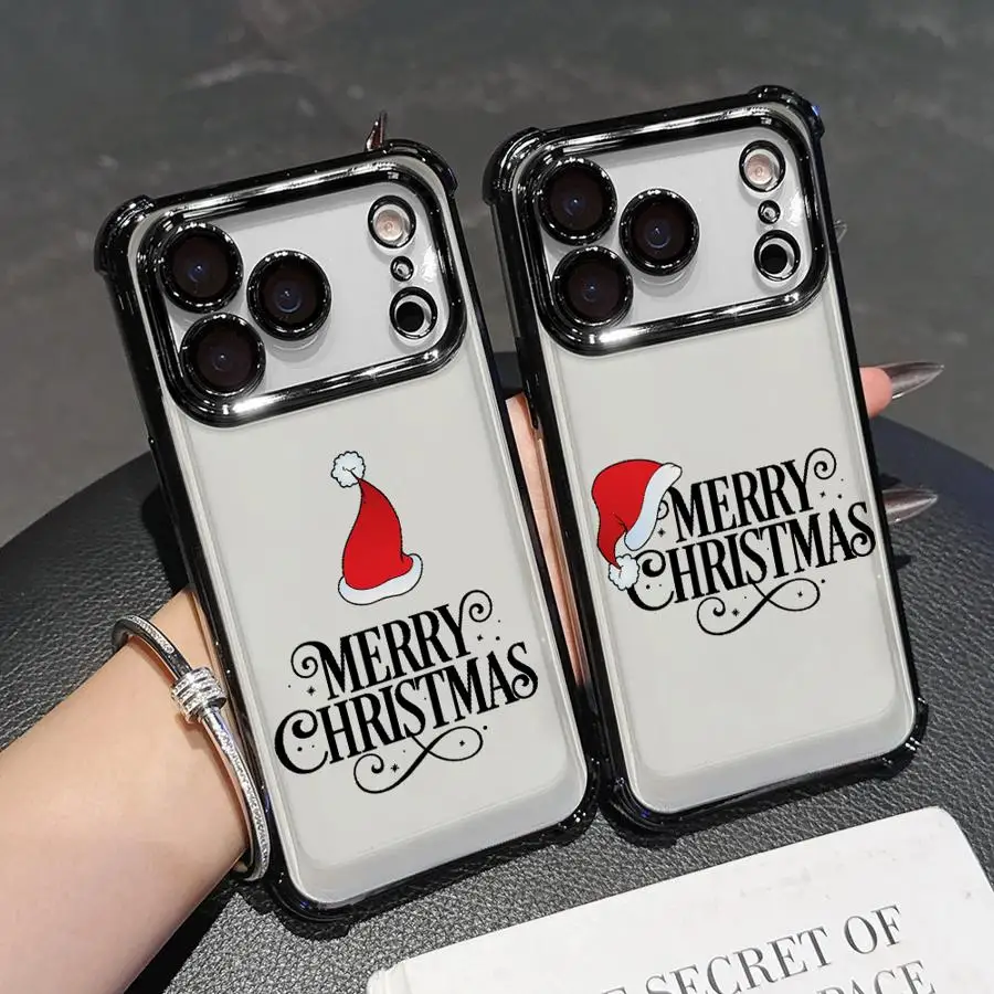 Funda de teléfono con cubierta suave a la moda con sombrero de Navidad para Apple iPhone 13 12 11 Pro Max 16 15 14 Plus 17 Air 16e