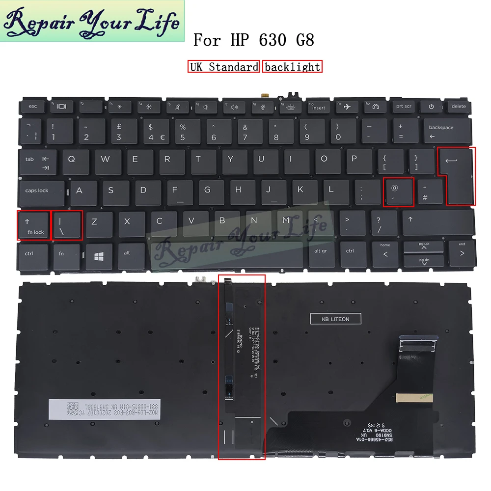 Teclado retroiluminado del Reino Unido de EE. UU. para HP EliteBook 830 G7 G8 735 G7 G8 835 G7 G8 teclado inglés para Notebook PC retroiluminado - imagen 4