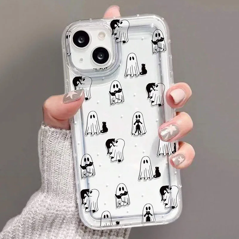 Funda de teléfono transparente con estampado de gatos fantasmas de Halloween para Xiaomi Redmi Note 13 12 11 Pro Plus 4G 5G 12S 10 9 9S Redmi 13C 4G funda suave - imagen 5