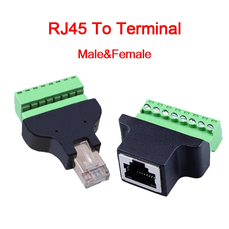 2 uds alta calidad RJ45 a adaptador de Terminal de tornillo RJ45 macho/hembra a conector de 8 pines divisor RJ45 para CCTV DVR accesorios CCTV - imagen 2