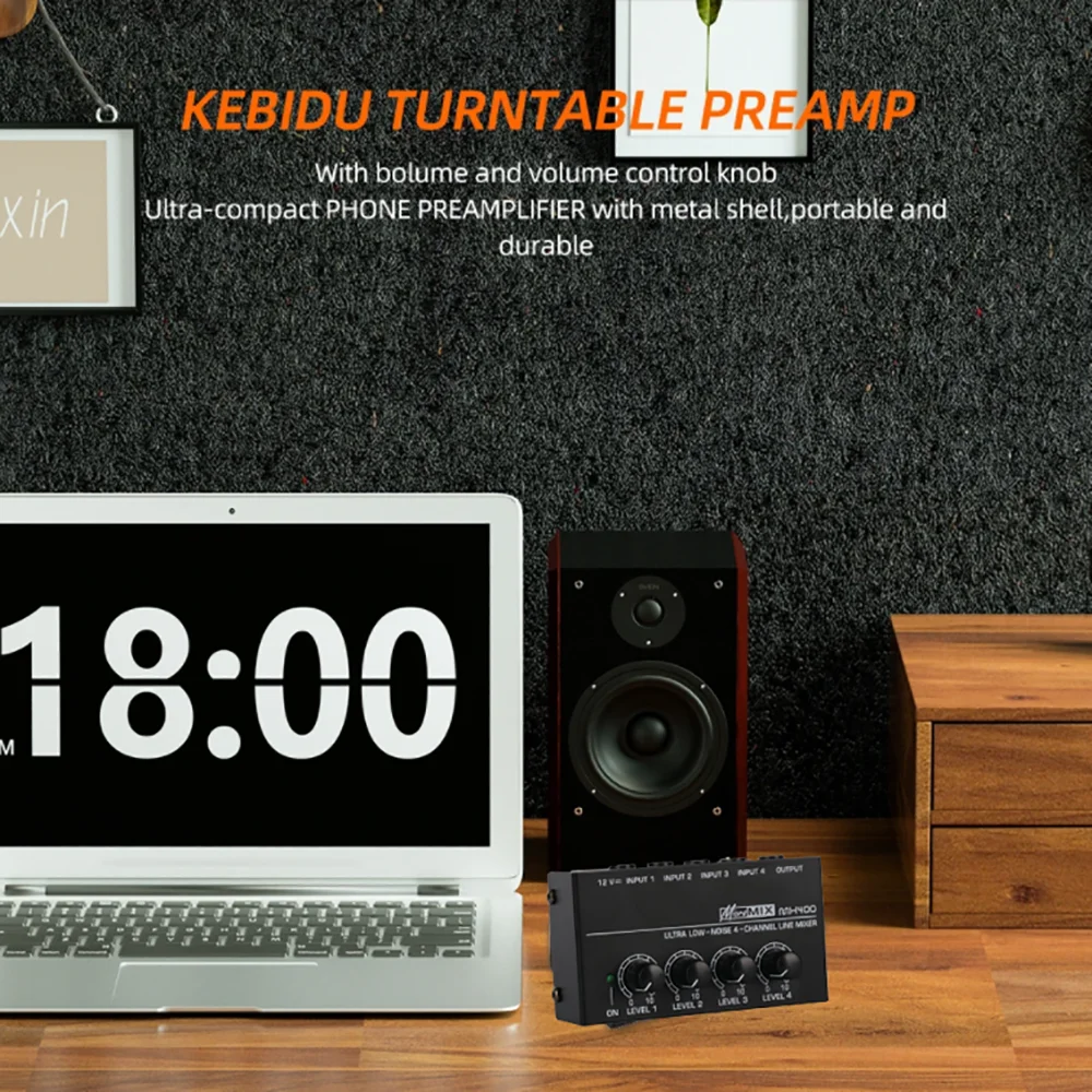 Mini mezclador de Audio HX400, amplificador de auriculares de 4 canales, amplificador de Audio estéreo ultracompacto, amplificador de auriculares con adaptador de corriente - imagen 3