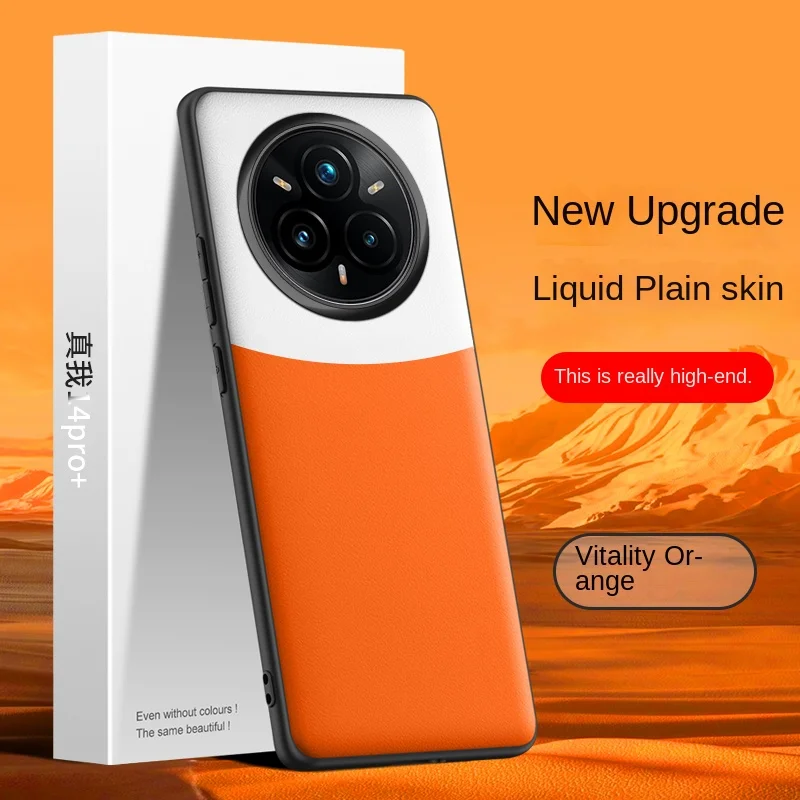 Para OPPO Realme 14 Pro Plus funda suave líquida cuero vegano piel de grano funda protectora trasera para Realme 14Pro Plus Shell