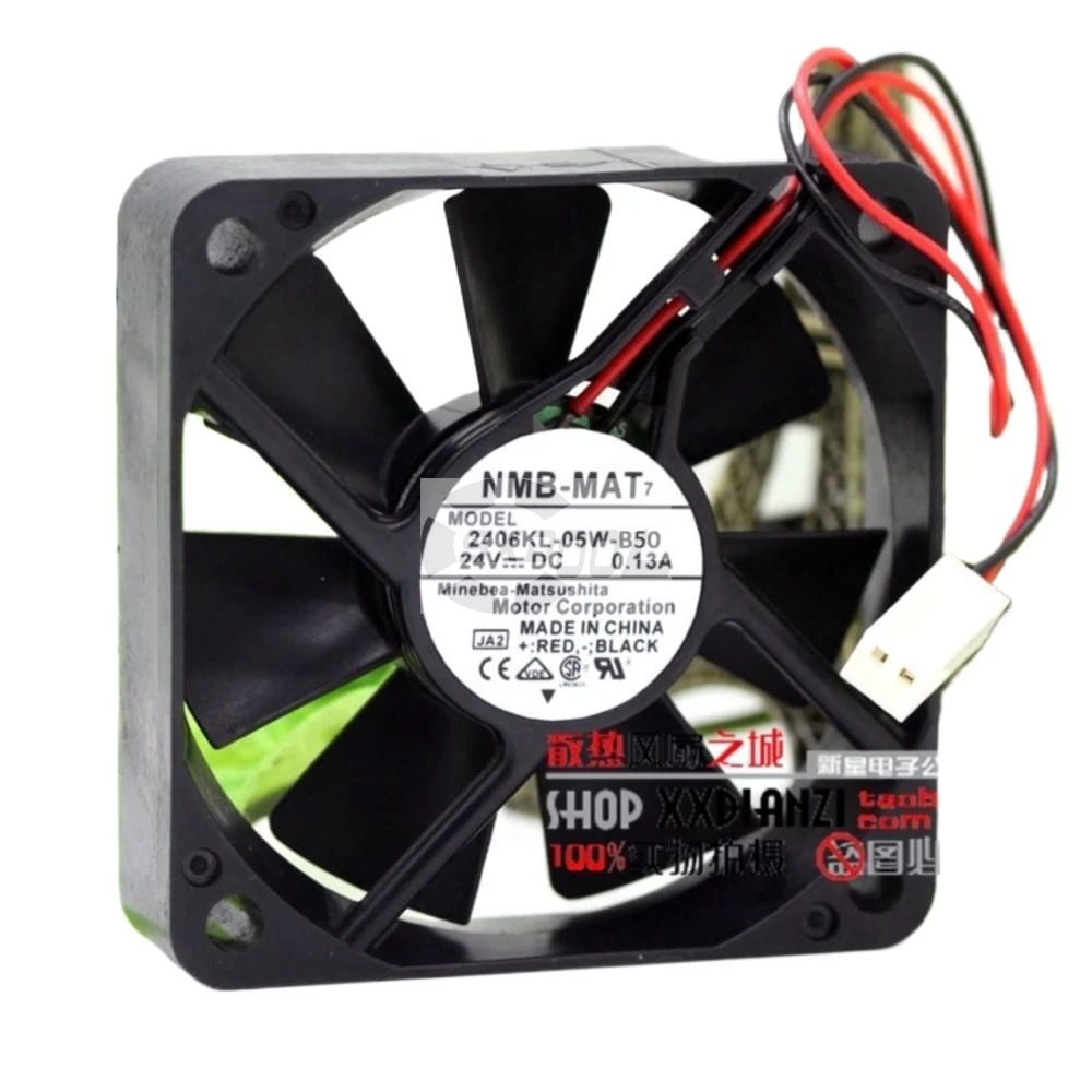 Ventilador de 60 mm y 24 V para ventilador de refrigeración CC NMB 2406KL-05W-B50, 0,13 A, dos cables, ventilador de doble rodamiento de bolas para motor pequeño y refrigeración por inversor - imagen 2