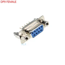 5 piezas con tornillo fijo DP9 hembra, Conector de puerto serie de montaje en PCB, placa de inserción tipo d-sub RS232 COM, conectores de 9 pines para PCB