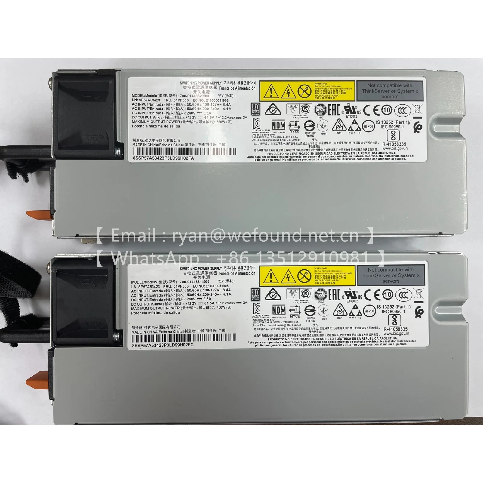 PARA Lenovo SR550 SR590 SR650 SR860 SR570 FUENTE DE ALIMENTACIÓN DEL SERVER, 750W 700- 014188 -1500 FSF055 - imagen 3