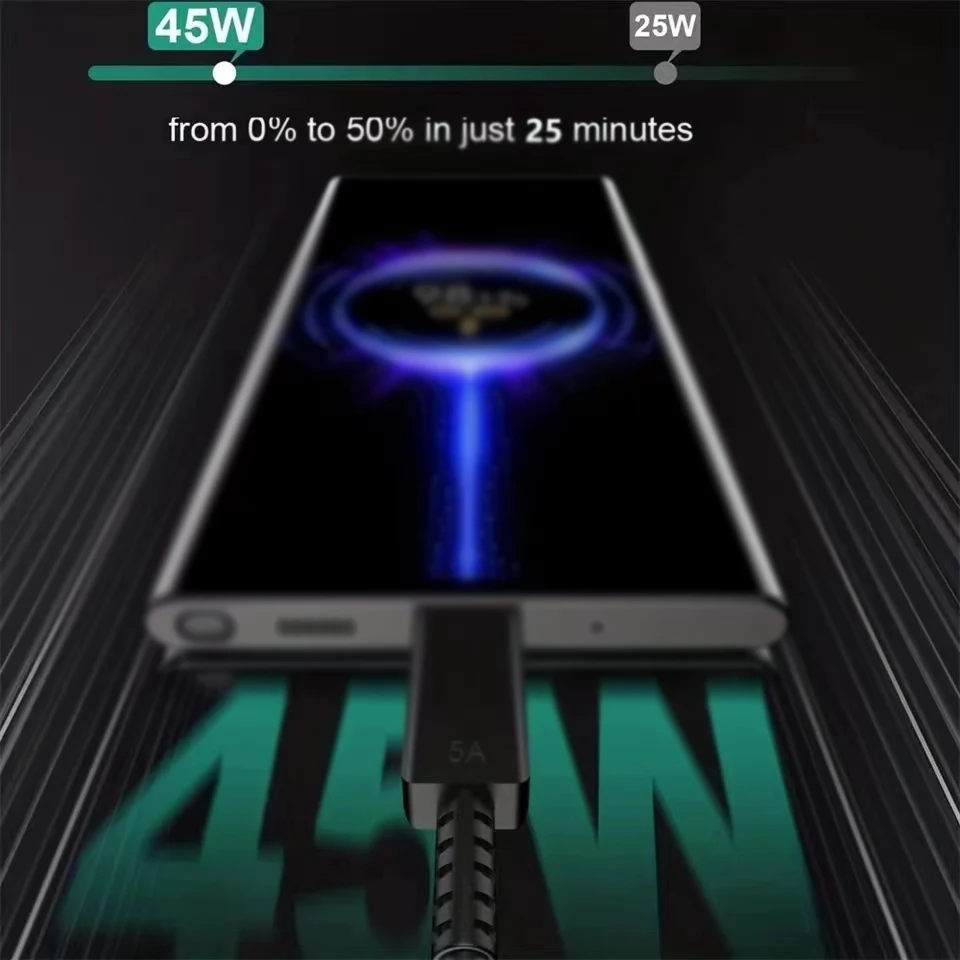 Cargador súper rápido PD USB-C de 45W para Samsung Galaxy S24 Ultra S23 S22 S21 Plus Note10 A54 A34 5A Cable de datos tipo C de carga rápida - imagen 5