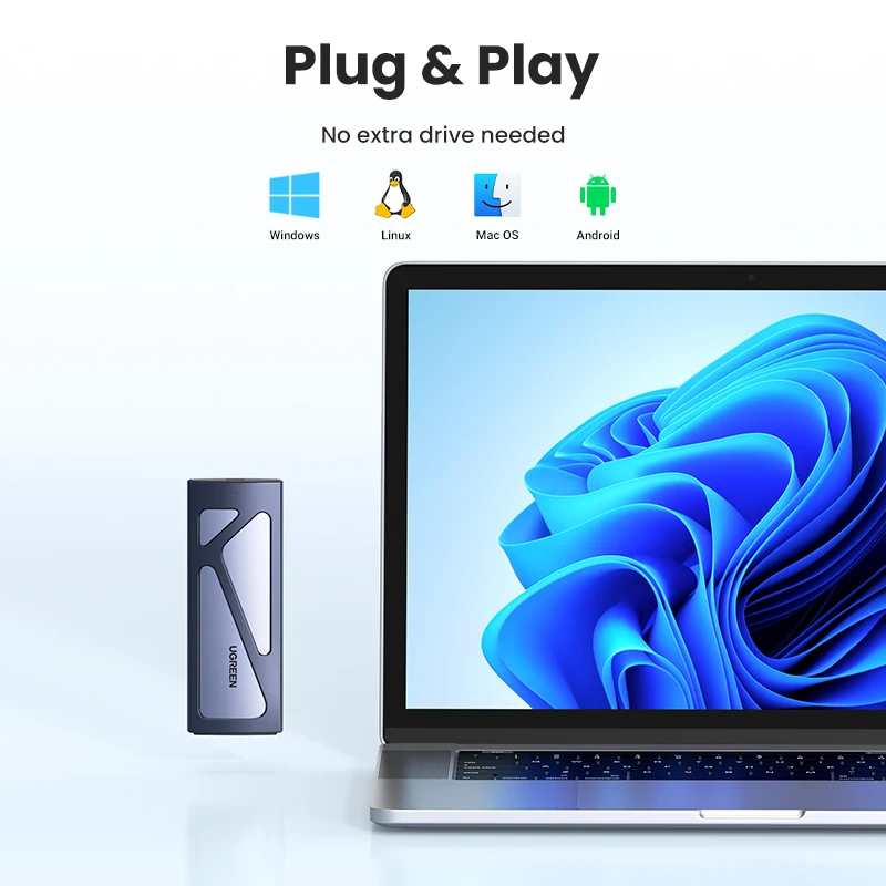 UGREEN-Adaptador de carcasa SSD M.2 NVMe, lector de carcasa externa sin herramientas, 10gbps, USB C 3,2 Gen2, compatible con teclas M, B y M - imagen 5