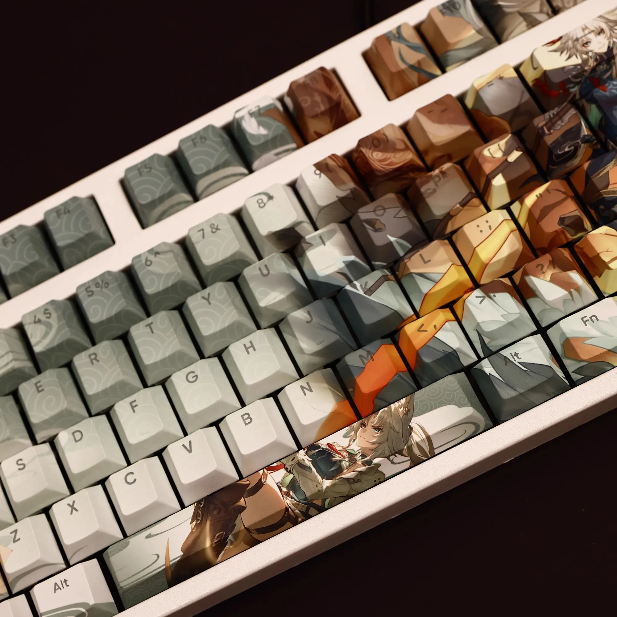 Juego de teclas retroiluminadas Honkai Star Rail Feixiao, juego de 108 teclas, PBT, dibujos animados, Anime, Gaming, para teclado ANSI 61, 87, 104, 108 - imagen 3