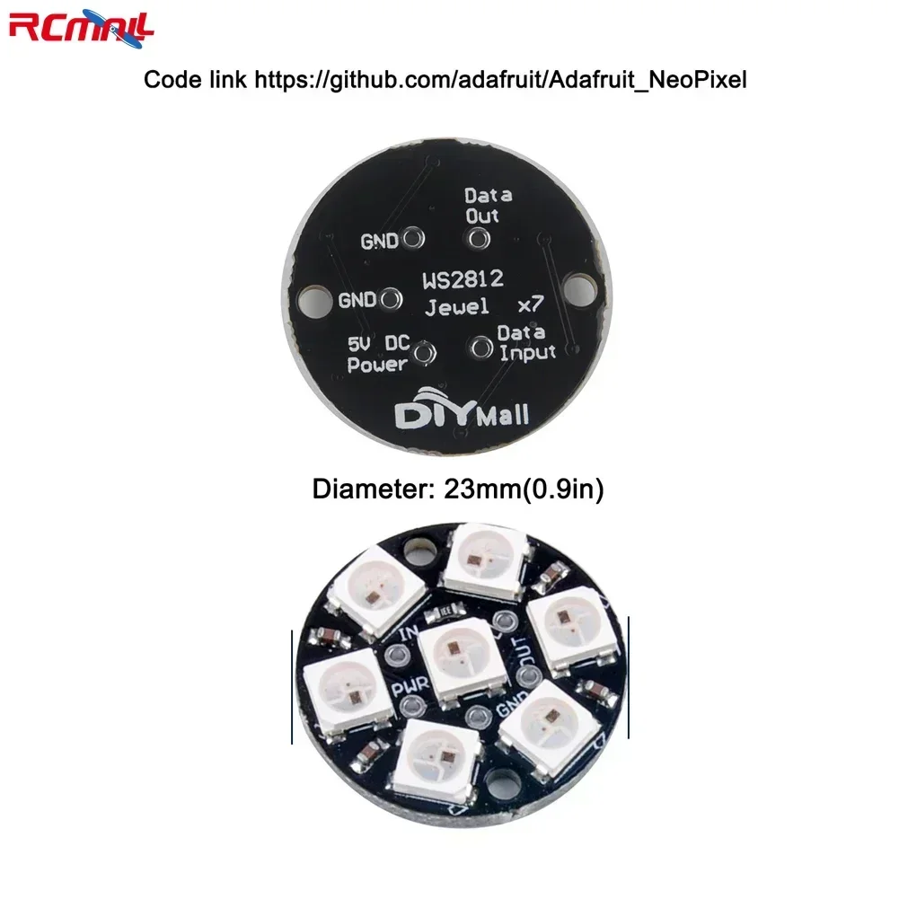 Anillo LED WS2812B 5050 RGB 7/8/12/16/24/60 Bits lámpara de luz con controladores integrados WS2812 para Arduino Raspberry Pi - imagen 3