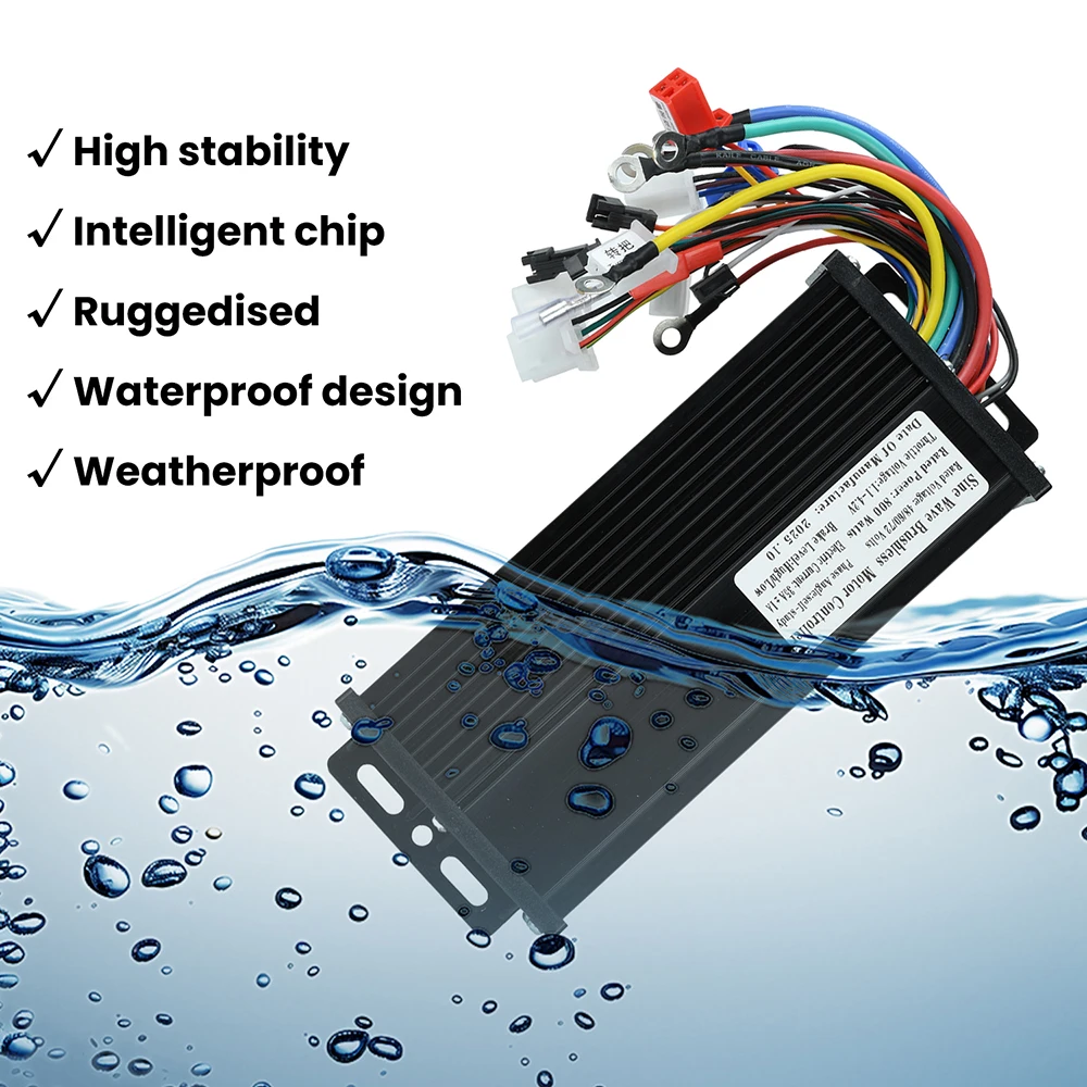 Controlador de Motor sin escobillas de tres modos de onda sinusoidal de bicicleta eléctrica 48V-72V 800W 35A para Scooter Ebike