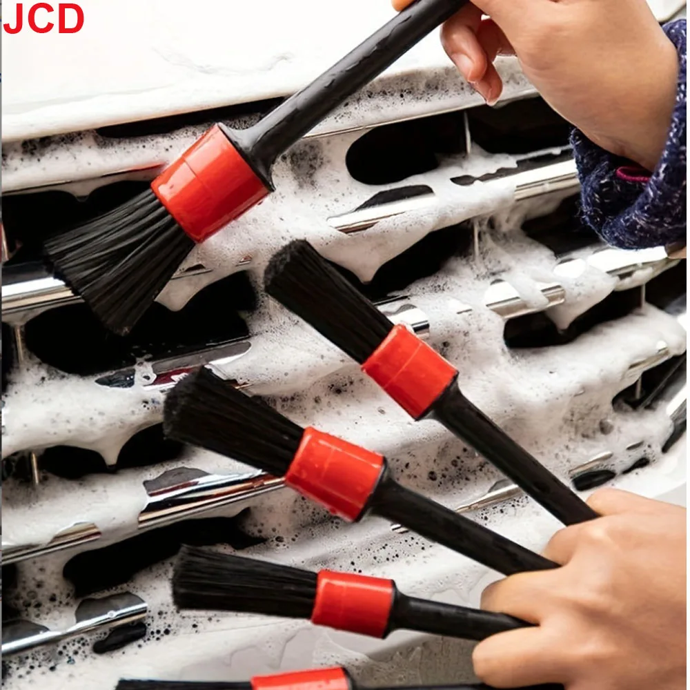 JCD Juego de 6 cepillos para detalles de cuidado de lavado de coches, para limpiar ruedas, rejillas de salpicadero y más cepillos de limpieza de automóviles, accesorios para automóviles - imagen 3