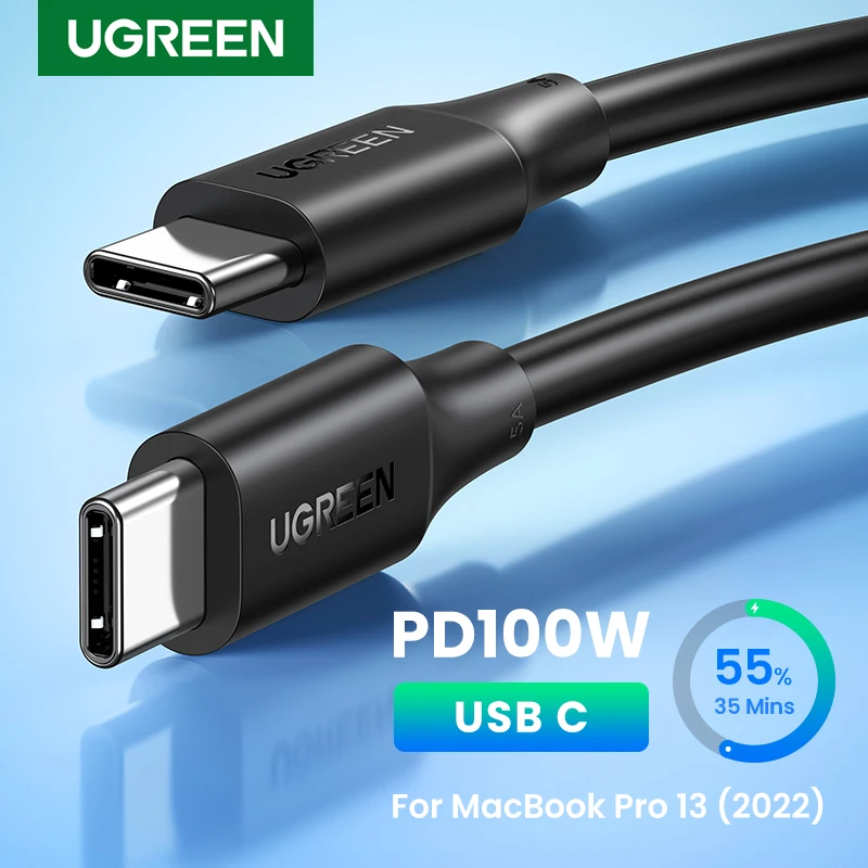 UGREEN-Cable USB tipo C de carga rápida, cargador PD de 100W, 5A, 100W, para MacBook, iPad Pro