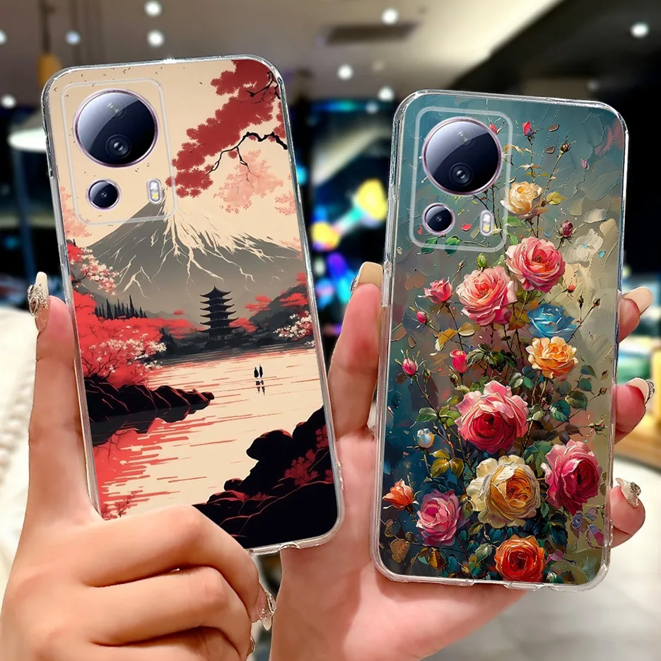 Para Xiaomi Mi 13 Lite funda lindo gato León pintado funda de silicona suave funda de teléfono para Xiaomi Mi 12 Lite NE Mi13Lite 5G Fundas bolsas - imagen 3