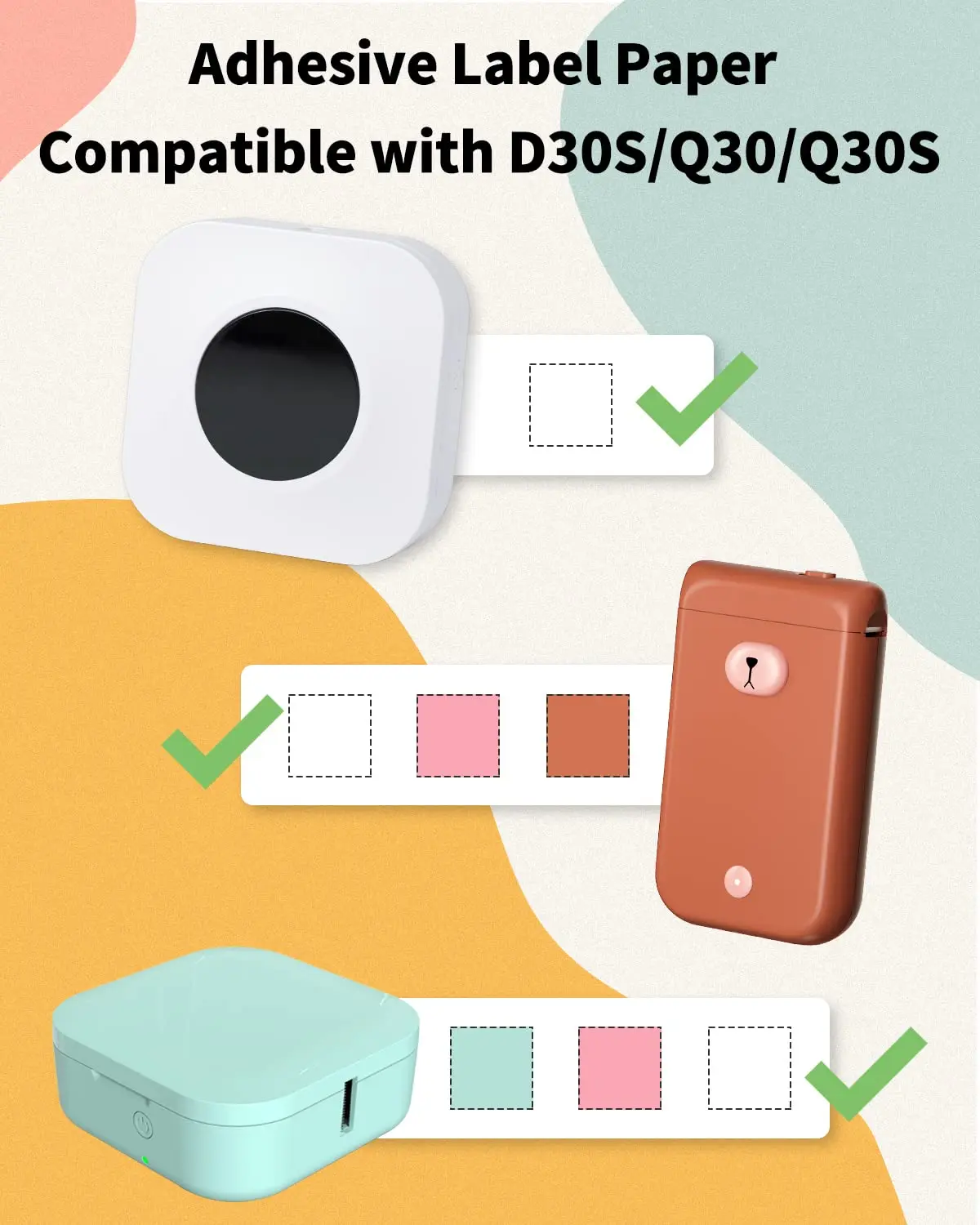 Cinta de etiquetas blanca para impresora Phomemo Q30, papel de 3 rollos, rollo de papel adhesivo para etiquetadora Phomemo Q30 D30 - imagen 3