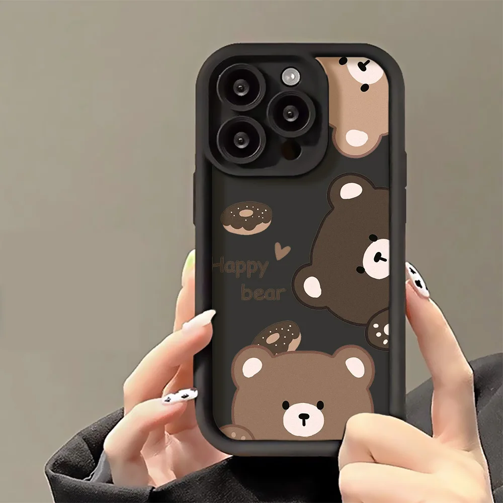 Funda de teléfono con bonito oso para iPhone 13, Fundas de silicona para Iphone 11 15 Pro Max 16 17 Air 14 12 XR XS X 7 8 Plus SE 15promax - imagen 5
