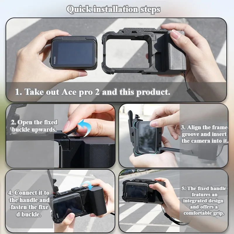 Para Insta360 Ace Pro 2 cámara impresión 3D Street Grip Vlog soporte Combo soporte de agarre de cámara accesorios de cámara - imagen 5