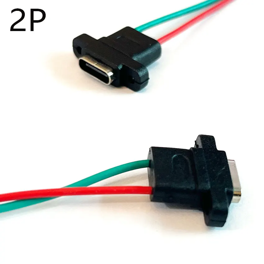 10/30/50 Uds 2P conector tipo C impermeable DIY Jack hembra USB tipo C puerto de alimentación con Cable USB 3,1 - imagen 4