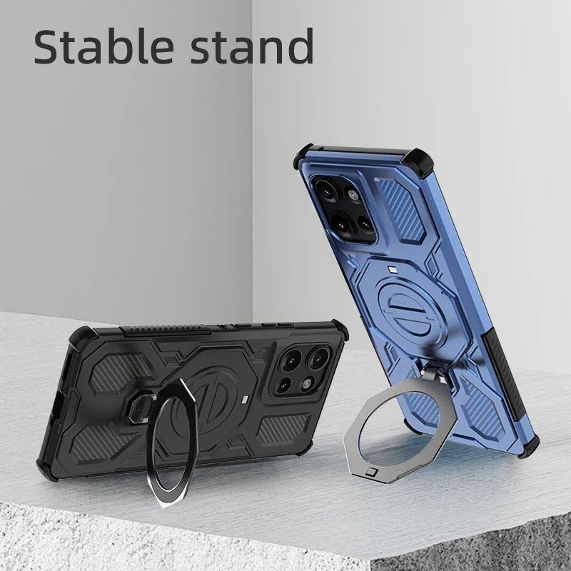 Funda de teléfono con soporte de Metal para Motorola Edge 50 Pro, Funda de hoja magnética de hierro para Moto Edge 50, soporte чехол, Funda trasera - imagen 3