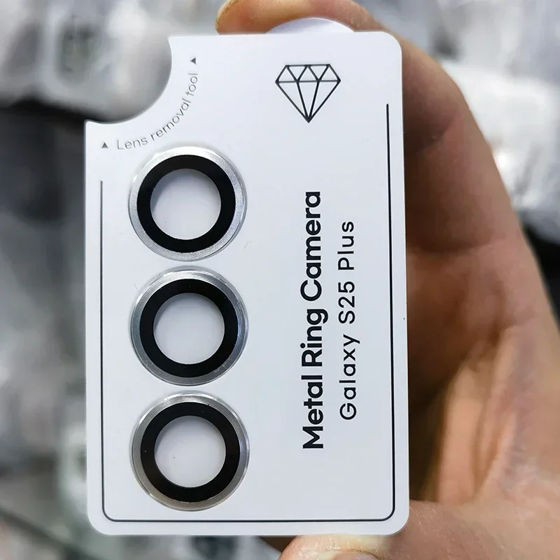 Cubierta protectora de vidrio templado con anillo de Metal para lente de cámara, tapa protectora trasera antiarañazos para Samsung Galaxy S25 S24 S23 Ultra Plus FE