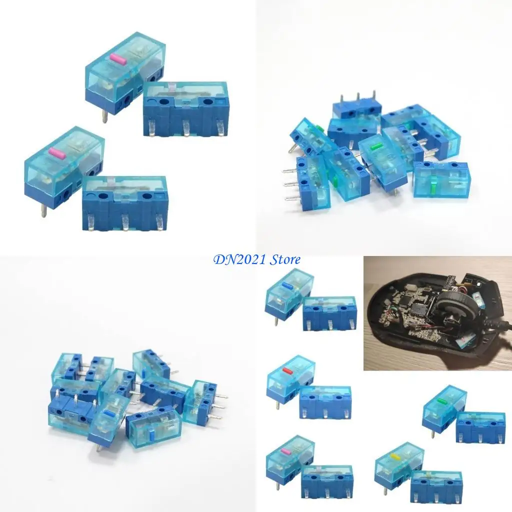 F3KE 4 Uds nuevo HUANO azul transparente Shell ratón Micro interruptor botón del ratón 3Pin 0.74N