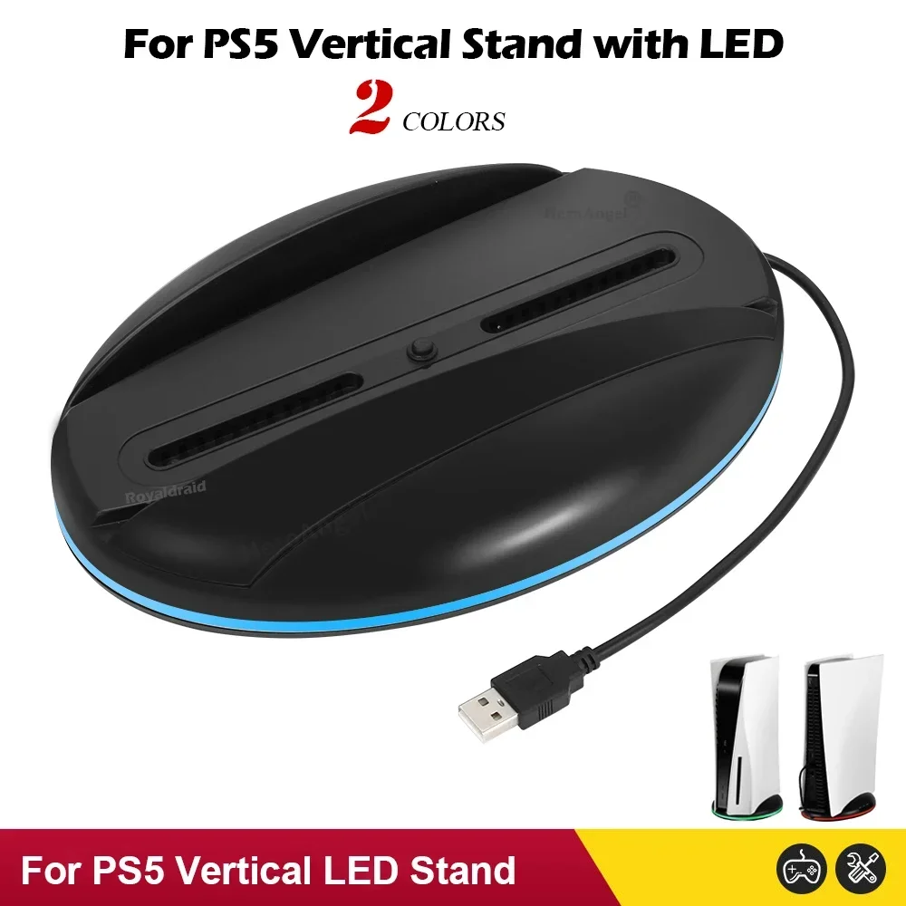 Nuevo para consola de juegos PS5, Base de iluminación Vertical LED RGB, soporte con 3 puertos USB 2,0 para accesorios Playstation 5 PS5 - imagen 2