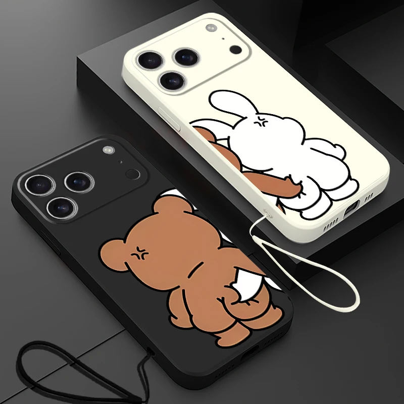 Funda para Apple iPhone 16 14 15 Plus 11 12 13 Pro Max 16e XS XR 17 Air 7 8 funda suave estilo pareja pellizco mutuo