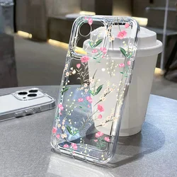 Funda TPU Flores Transparente para iPhone 13 11 14 15 Pro Max