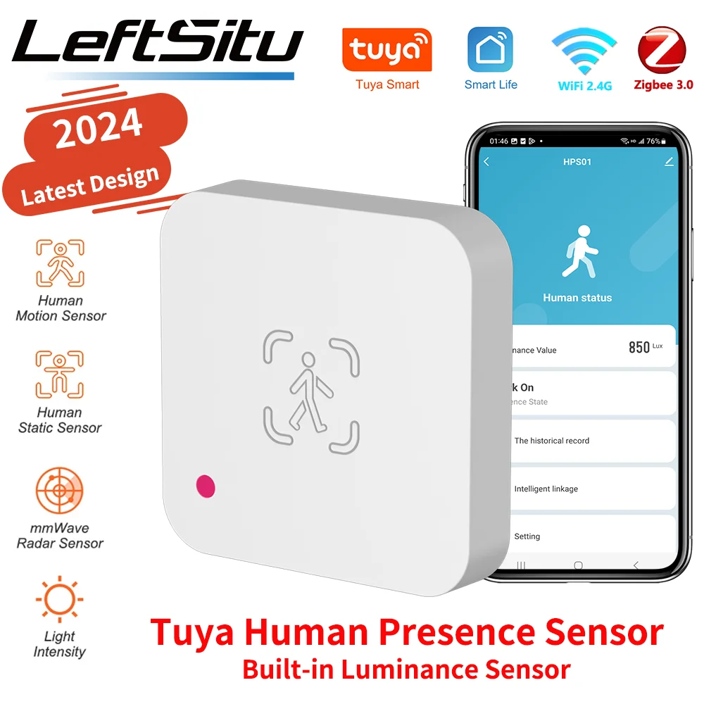 Sensor de presencia humana Tuya WiFi, Detector de Radar MmWave con Sensor de luminosidad para hogar inteligente, vida inteligente, reemplaza el Sensor PIR