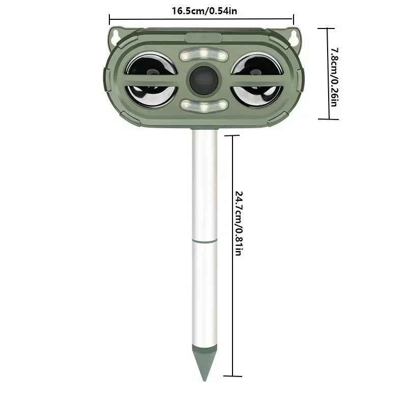 Repelente de animales, ultrasónico, detección de movimiento, sirena y repelente de flash. Gato, perro, mapache, Skunk, conejo, zorro, etc. - imagen 5