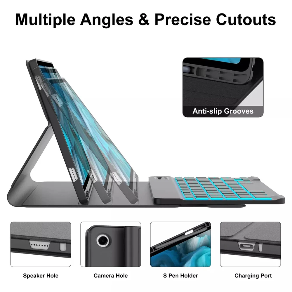 Funda para Samsung Galaxy Tab A11 Plus de 11 pulgadas, funda de teclado Bluetooth desmontable para Samsung Tab A11+ SM-X230/235/236B/310/315 - imagen 3