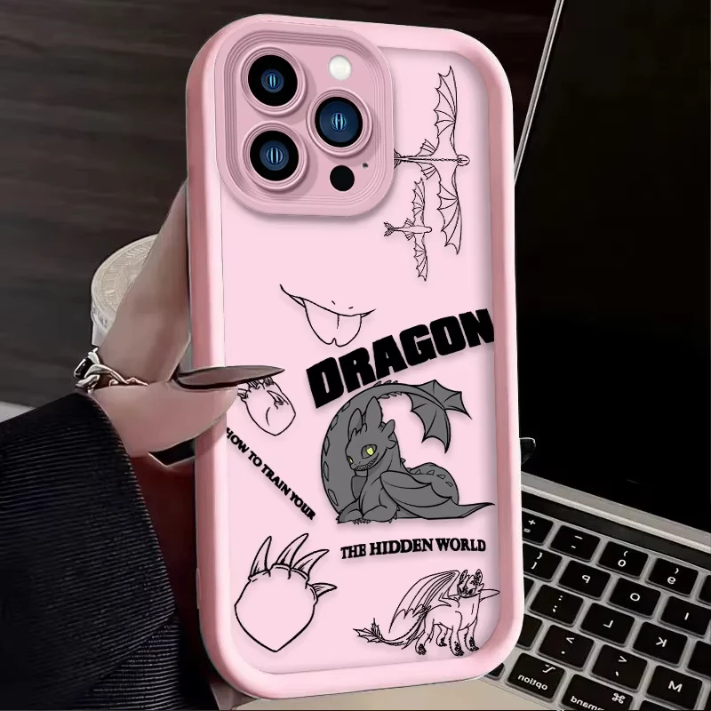 Funda de teléfono sin dientes con dragón de dibujos animados para iPhone 16e 16 15 14 13 12 11 Pro Max XS Max XR 7 8 Plus, funda trasera de silicona a prueba de golpes - imagen 3