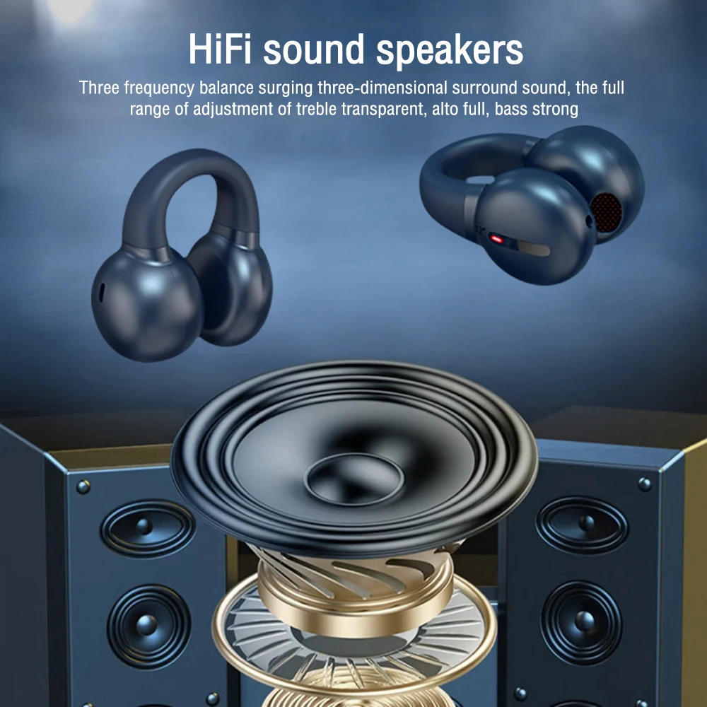 Auriculares inalámbricos con Clip para la oreja, audífonos deportivos TWS con Bluetooth y micrófono, HD, llamadas, pantalla Digital LED - imagen 3