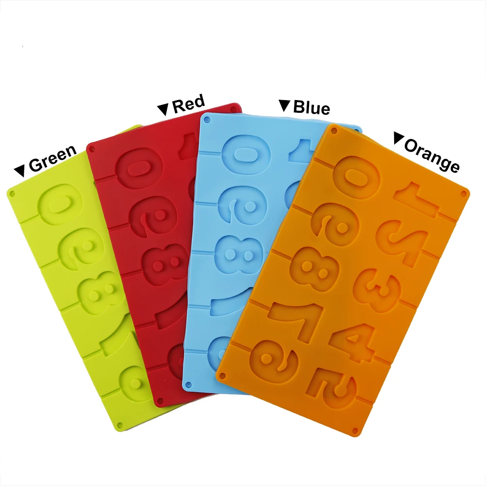 1 Uds. De silicona con forma de piruleta de 0-9 números, molde 3D hecho a mano, gelatina, caramelo de Chocolate con palos, decoración de fiesta, buena dureza - imagen 5