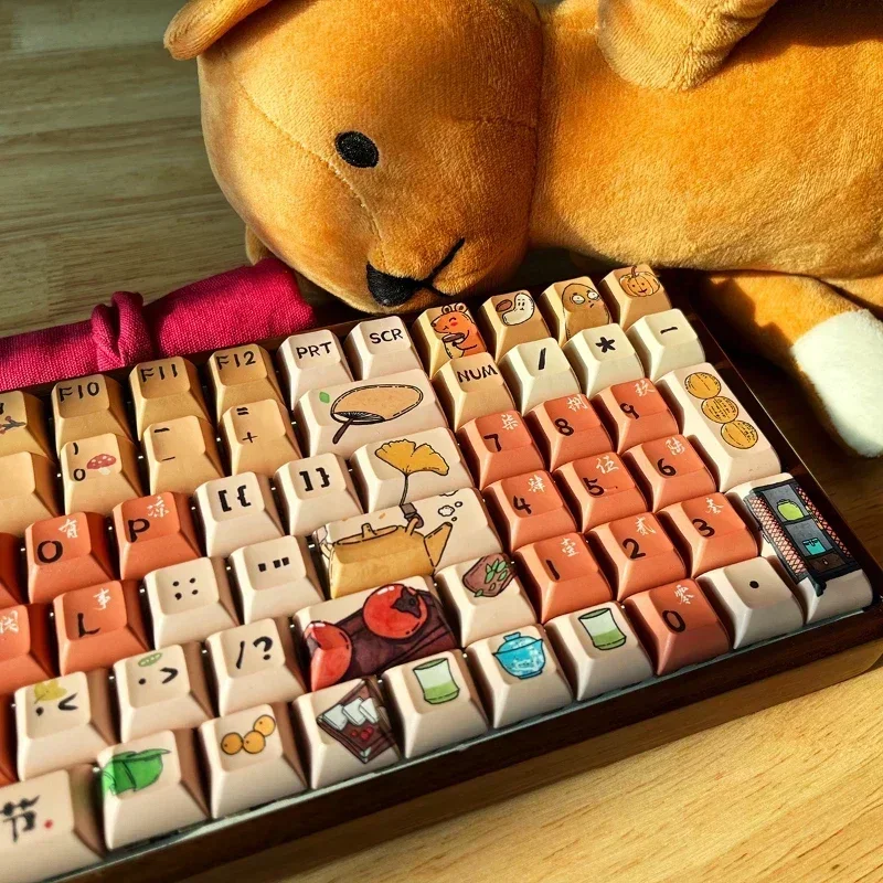 Coccer té alrededor de estufa teclas personalizadas PBT Cherry MOA KCA perfil Keycap lindo diseño Original punto tapa para teclado de juegos - imagen 5