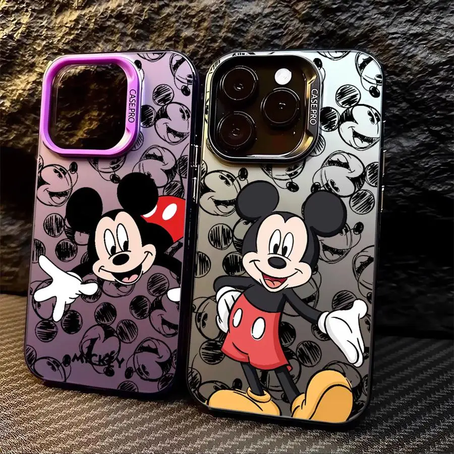 Funda de teléfono Disney Mickey Minnie pareja para Apple iPhone 16 11 Pro Max 16e 15 Plus XS Max X 13 12 Pro XR 14 Pro funda suave