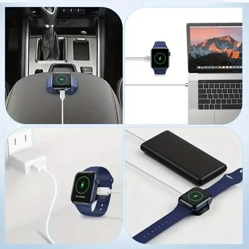 Cargador de reloj inalámbrico portátil USB tipo C 8 pines dos interfaces para Apple Watch 10 9 8 7 6 5 4 3 2 1 SE Ultra Series cargador rápido - imagen 4