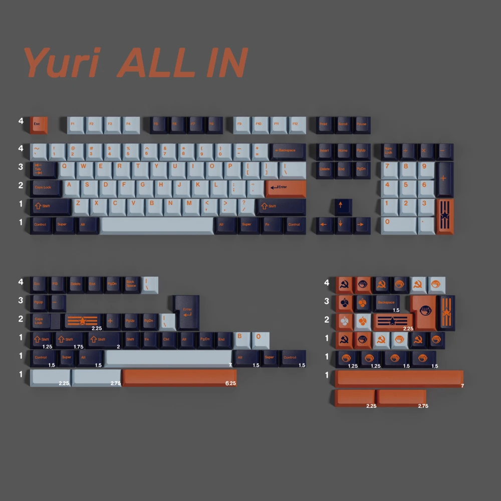 Teclas PBT GMK YRUI, teclas de perfil de cereza, sublimación de tinte, teclas clonadas GMK para teclado MX GH60 61 68 75 87 96 980 104