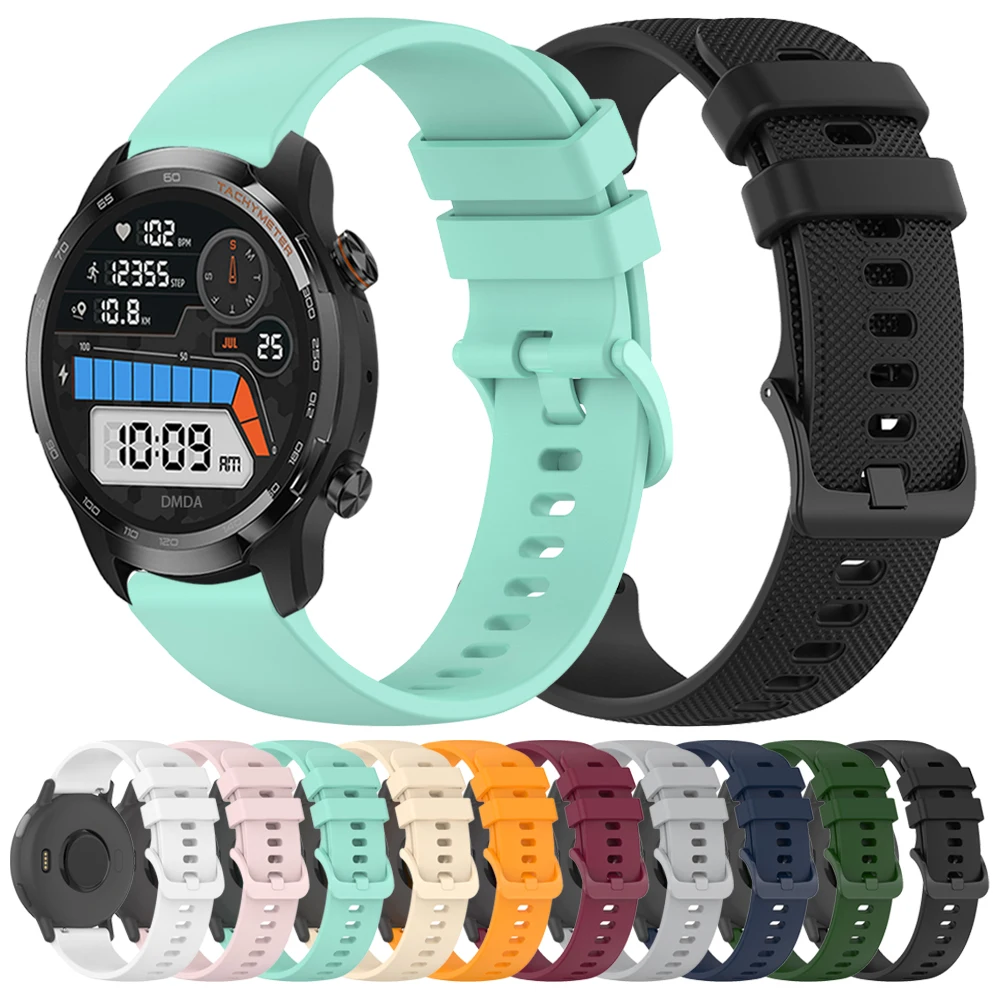 Correa de silicona de 22mm y 20mm para TicWatch GTH 2 GTW GTX E3 E2 S2, repuesto de banda deportiva para TicWatch Pro 3 GPS 2020, pulsera Simple suave