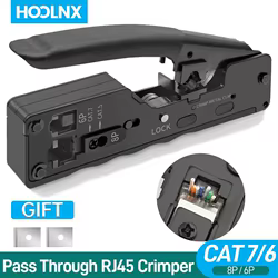 Hoolnx-Herramienta de engaste RJ45, alicates de crimpado de red de paso para conector RJ45, CAT7, CAT6A, CAT6, CAT5, CAT5e, 8P, 6P, enchufe Modular