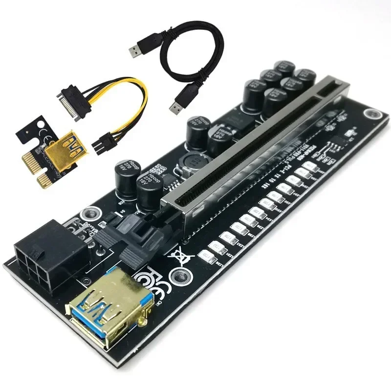 PCIE PCI Express PCI Riser Card 1X a 16X SATA 6Pin Power 0,6 M Cable USB 3,0 para tarjeta de vídeo 2022 nuevo VER009S Plus - imagen 4