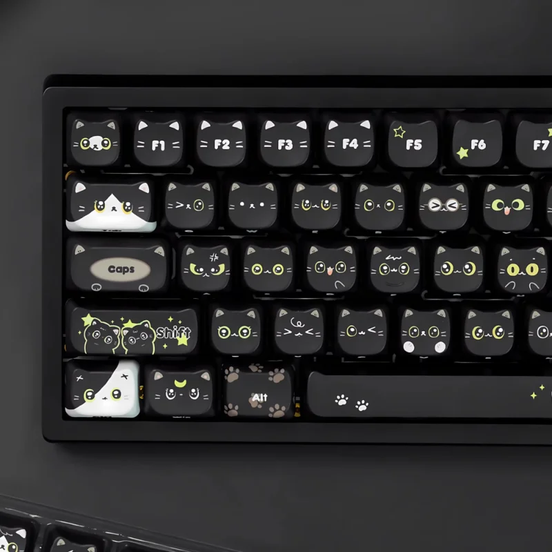 MiFuny-teclas con cabeza de gato negro, sublimación PBT, perfil MAO personalizado, accesorios para teclado mecánico, regalo, PC y portátil - imagen 2