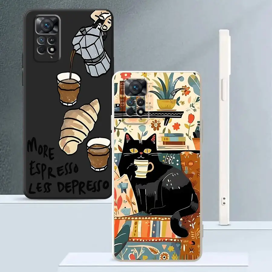 Funda de teléfono suave para Xiaomi Redmi Note 10Lite 10 11 Pro 11s 12s 13 12 ProPlus 10 14 Pro Plus gato de dibujos animados