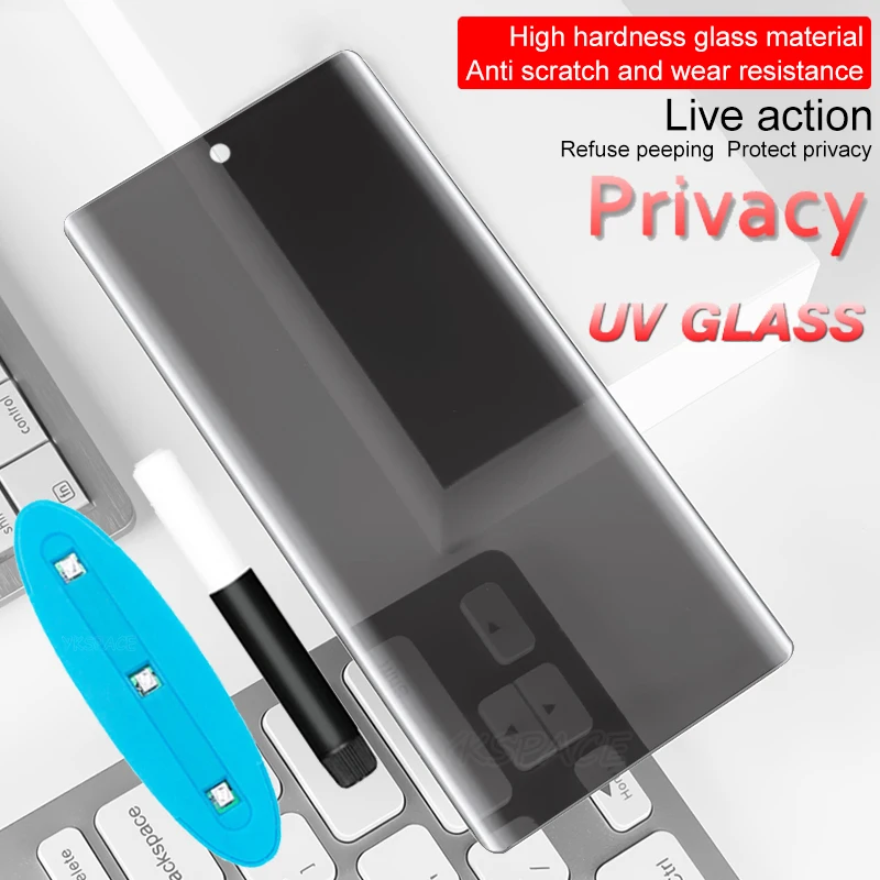 Protector de pantalla de privacidad antiespía, pegamento líquido completo UV, 2 uds., para Oneplus 7 7T 8 10 11 11R 12 12R Ace 2 3 Pro, vidrio templado 3D - imagen 3