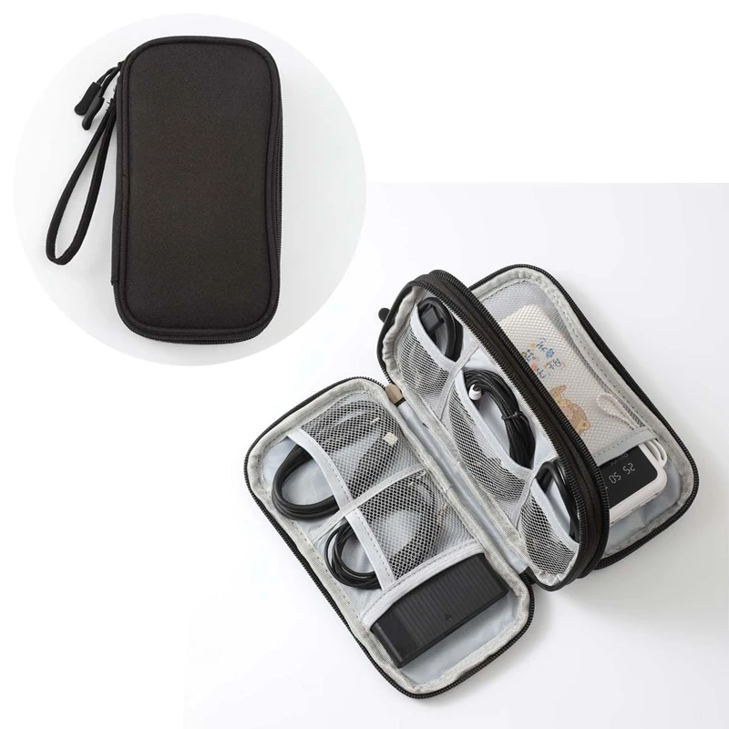 Bolsa organizadora de viaje, organizador de almacenamiento de cables, funda de transporte portátil, impermeable, bolsas de almacenamiento de doble capa, Cable, 1 ud.
