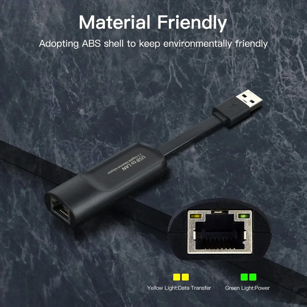 Adaptador Ethernet con cable USB USB3.0 2500Mbps tipo USB a tarjeta de red RJ45 Internet USB Lan para escritorios accesorios de ordenador portátil - imagen 4