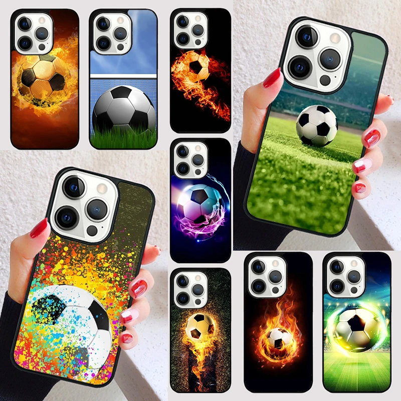 Funda de fútbol de fuego para iPhone 17 Air 15 16e 13 12 11 14 Pro Max Max Plus funda de teléfono coque Shell