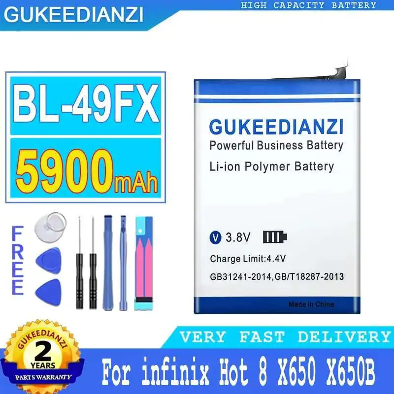 Batería GUKEEDIANZI de 4800mAh/5900mAh BL-44AX BL-44CX para INFINIX Note 4/5 Pro X687 X605 X571 Hot 8 9 Spark 5 Pro Zero 8 8i CE9 - imagen 3