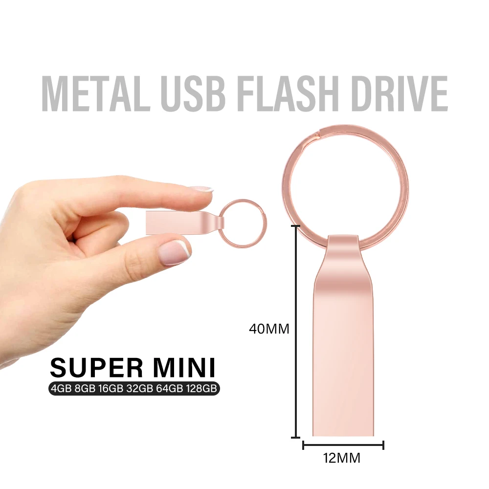 Unidad Flash USB 2,0 de Metal, 64GB, 128GB, llavero, memoria USB resistente al agua, 32GB, 16GB, memoria USB, disco Flash, regalo de fotografía - imagen 2
