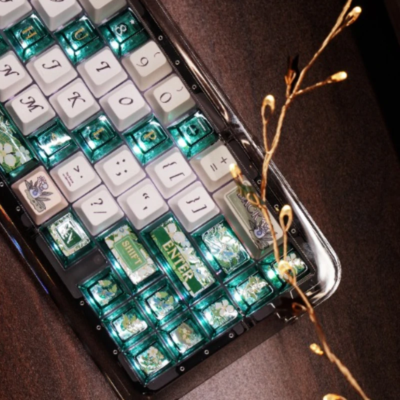 Juego de teclas con tema de canción de primavera MiFuny, teclas con perfil de cereza PBT + PC, teclas para juegos personalizadas translúcidas para regalo de teclado mecánico - imagen 2